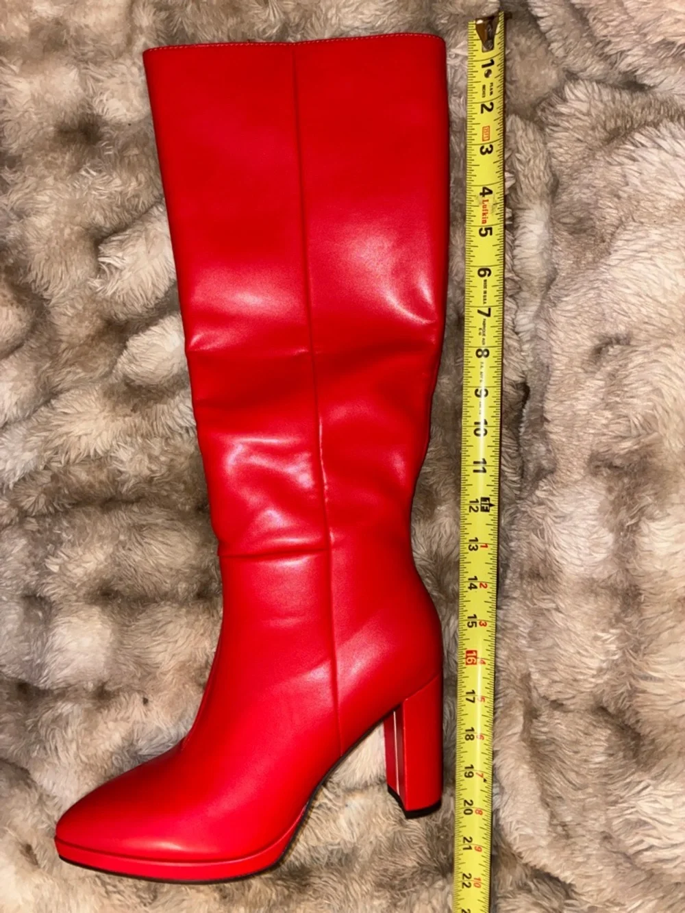 🆕 Red High Shaft Block Heel Women's Boots size 9